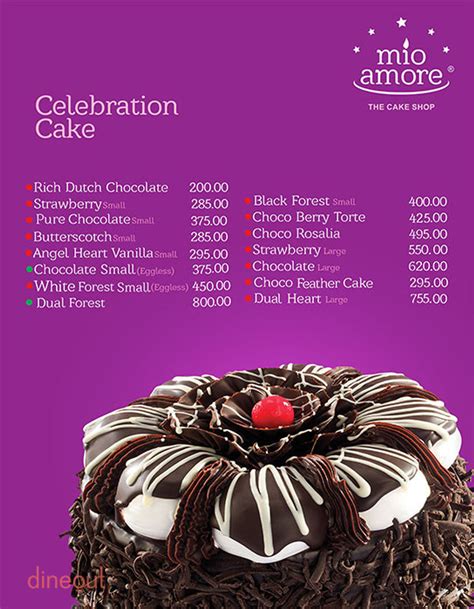 mio amore menu|mio amore cake price list.